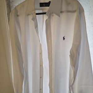 Ralph Lauren Men's White Dress Shirt with Logo